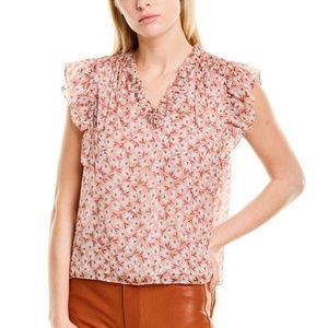NWT Rebecca Taylor Lucia Silk Metallic Chiffon Top
